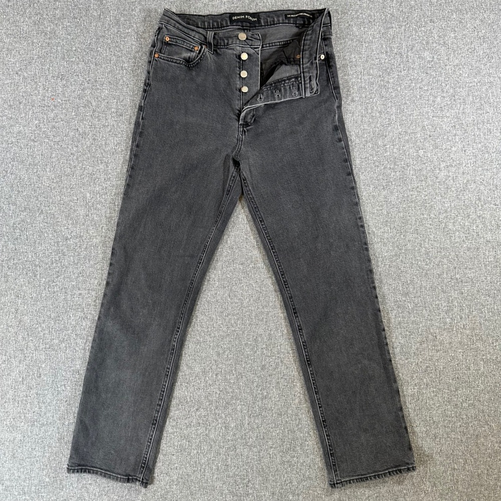 Denim Forum Jeans Womens 28 The Arlo High Rise Straight Black Button Fly